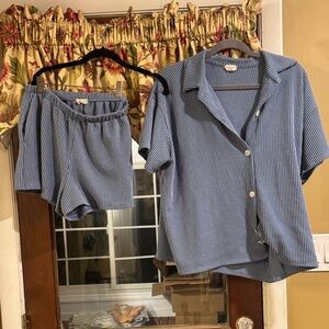 Blue Striped Women's Sleepwear Set